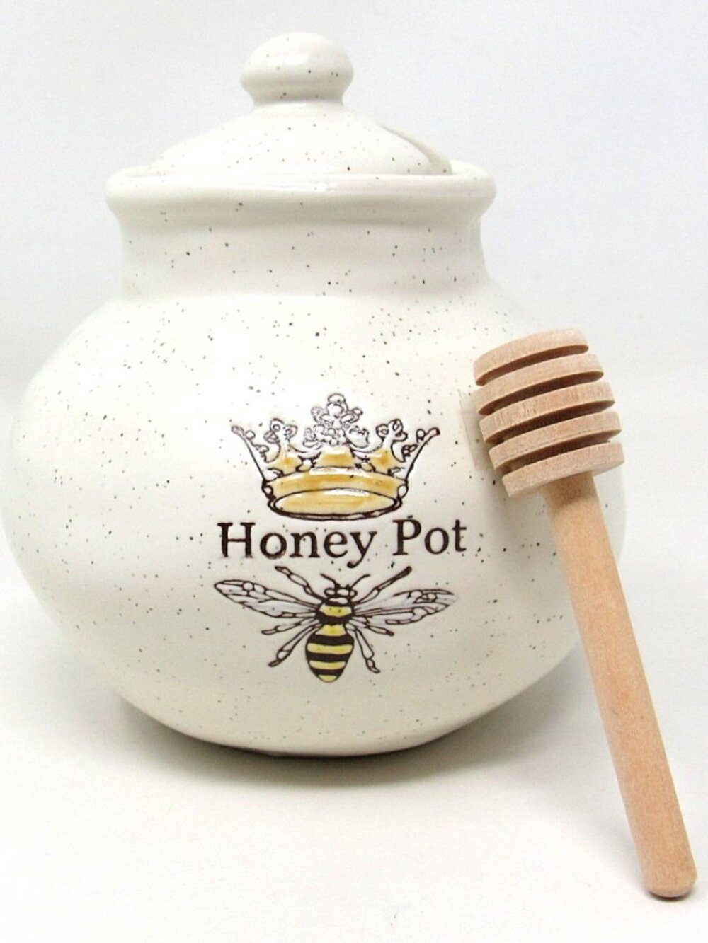 Honey Pot Queen Bee Crown Yellow Flowers Spectrum Lid Dipper